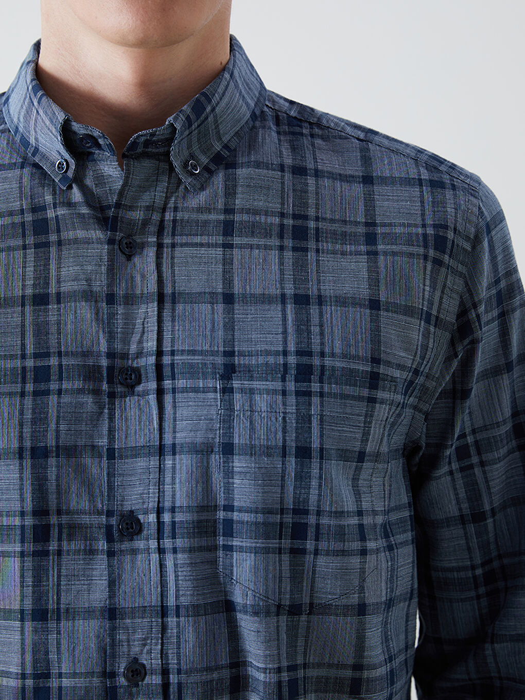 Regular Fit Long Sleeve Plaid Poplin Men's Shirt -S56069Z8-LN5