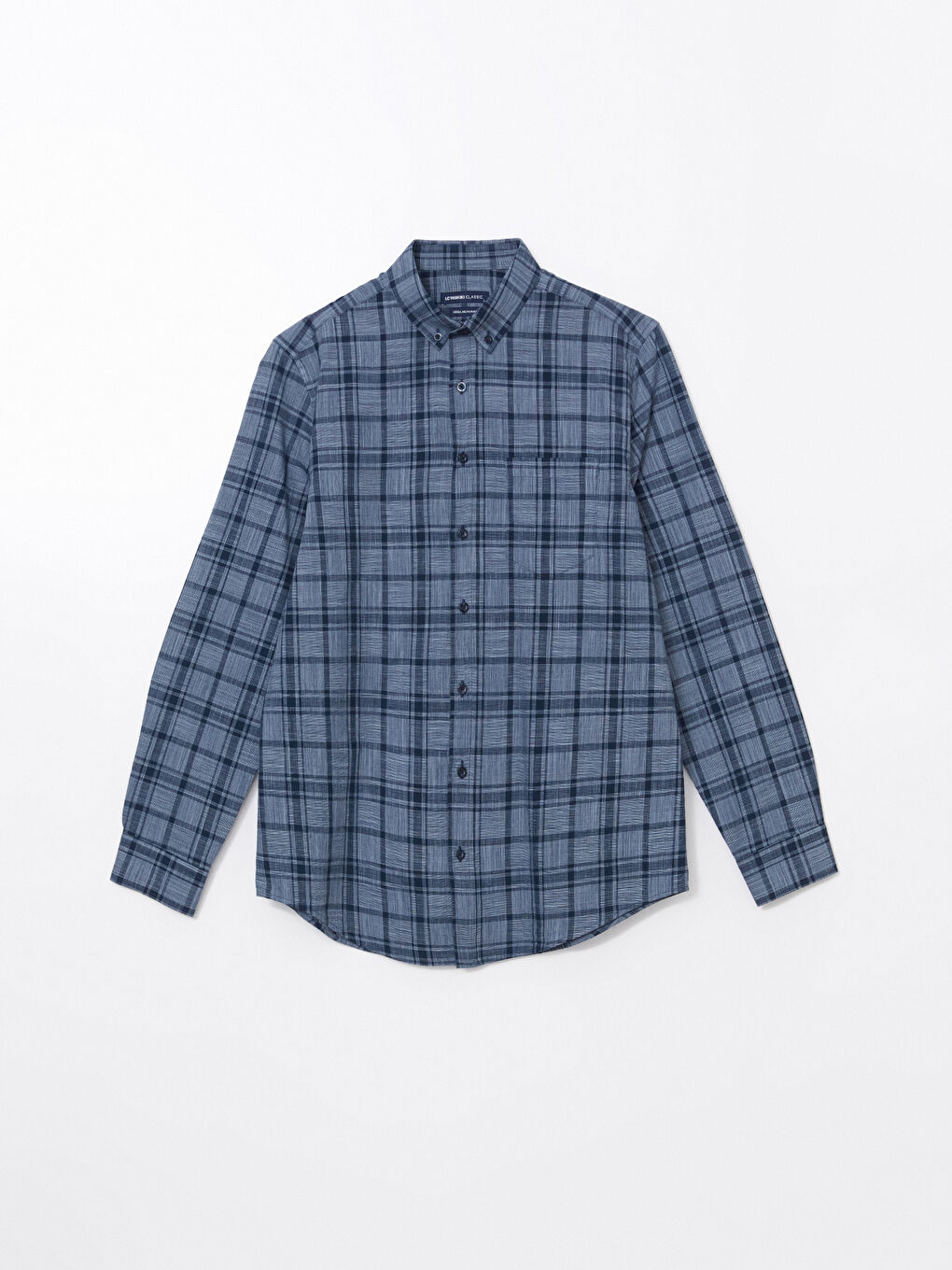 Regular Fit Long Sleeve Plaid Poplin Men's Shirt -S56069Z8-LN5