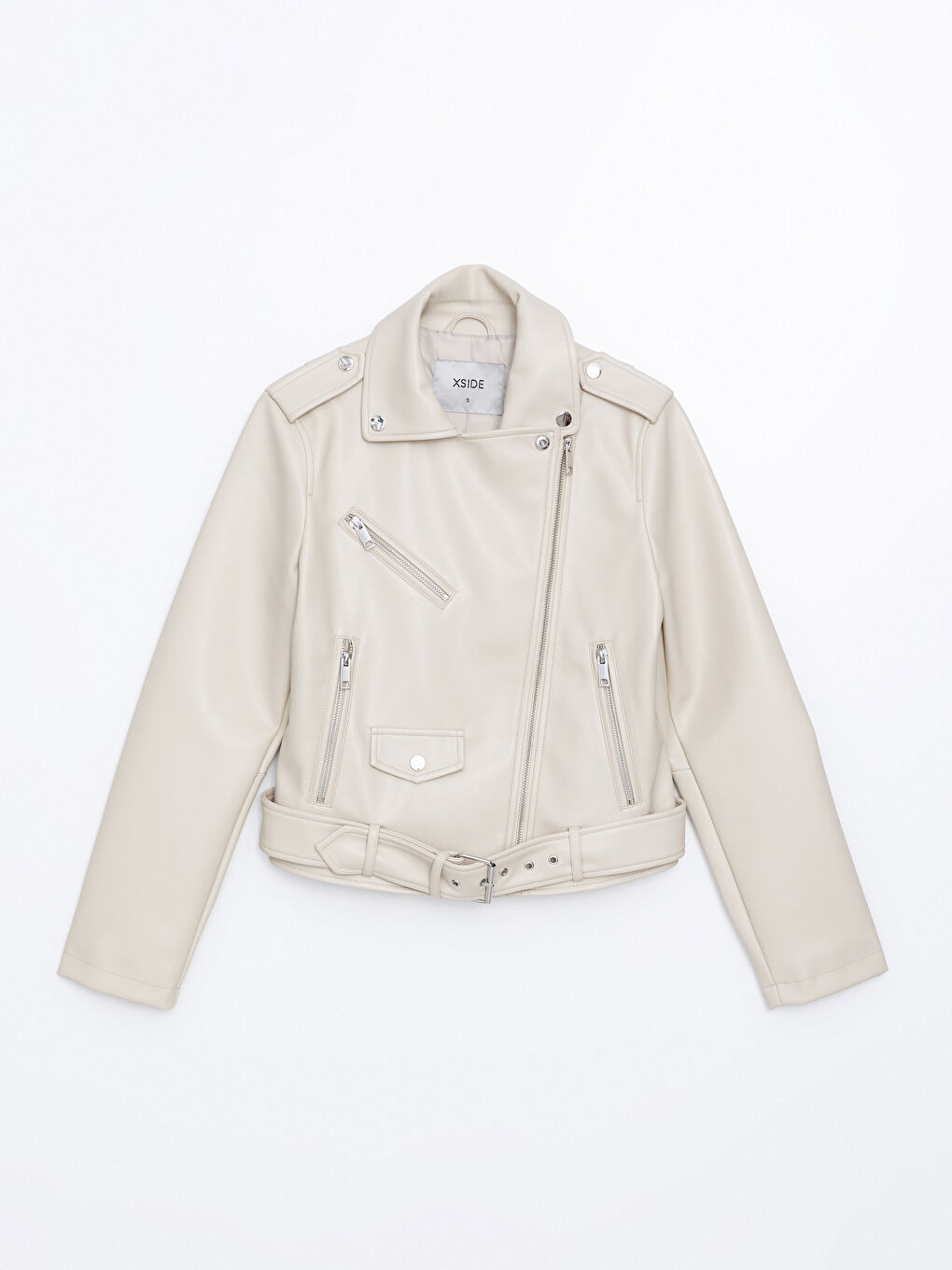 Biker Collar Women's Leather Look Jacket -S56071Z8-R9J