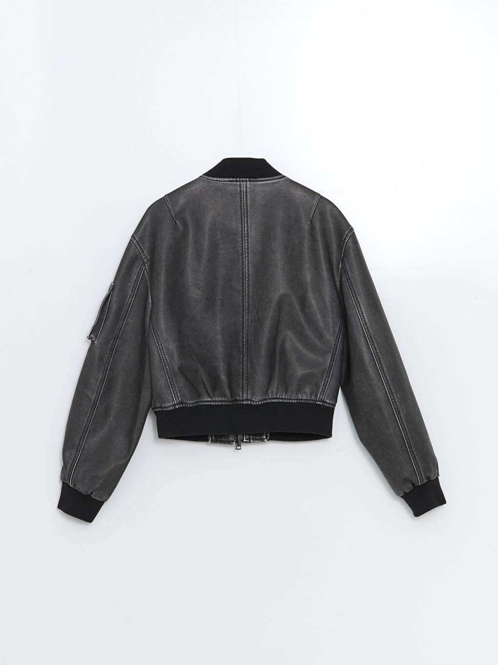 Куртка из искусственной кожи с воротником колледж для женщин-7