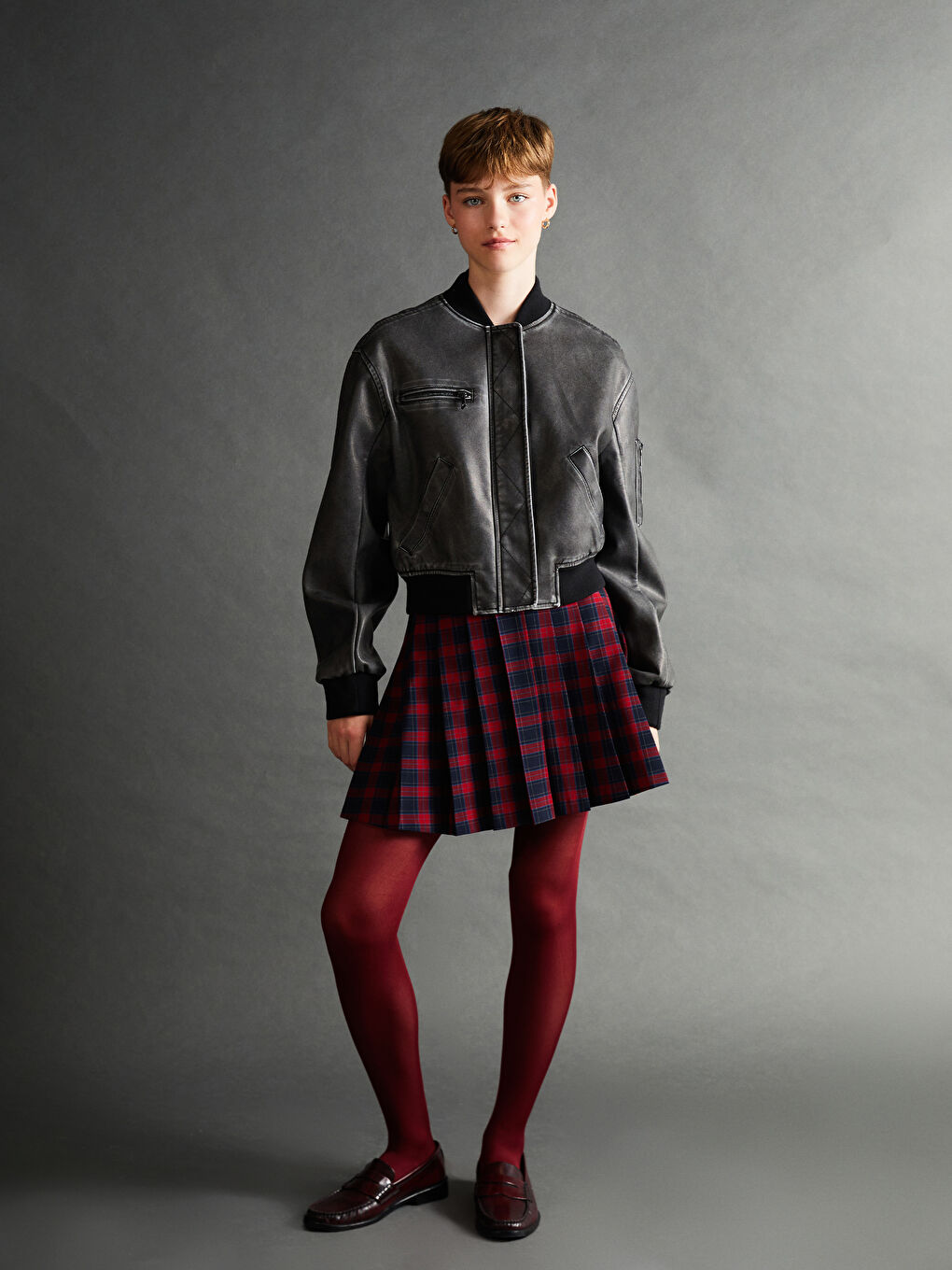 Women's Collegiate Neck Plain Leather-Look Jacket -S56076Z8-CVL