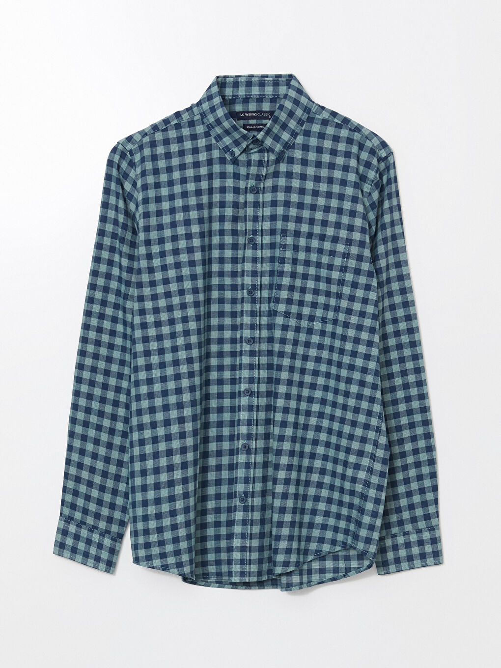 Regular Fit Long Sleeve Plaid Poplin Men's Shirt -S56077Z8-LME
