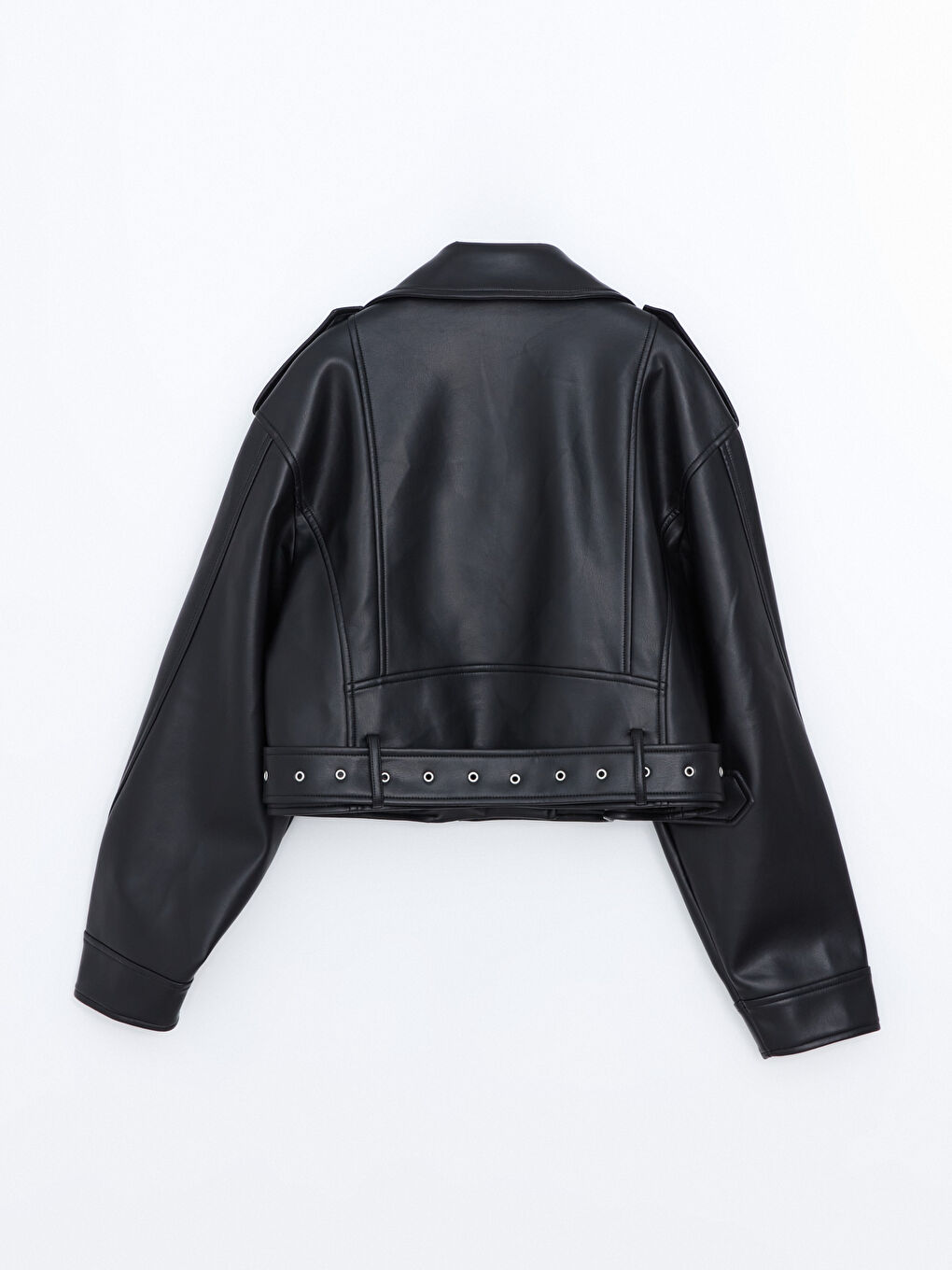 Biker Neck Women's Faux Leather Jacket -S56079Z8-CVL