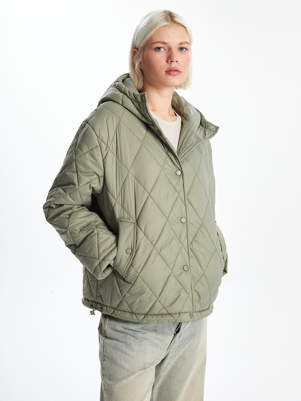 Ženska štepana jakna sa kapuljačom -S56083Z8-KEL