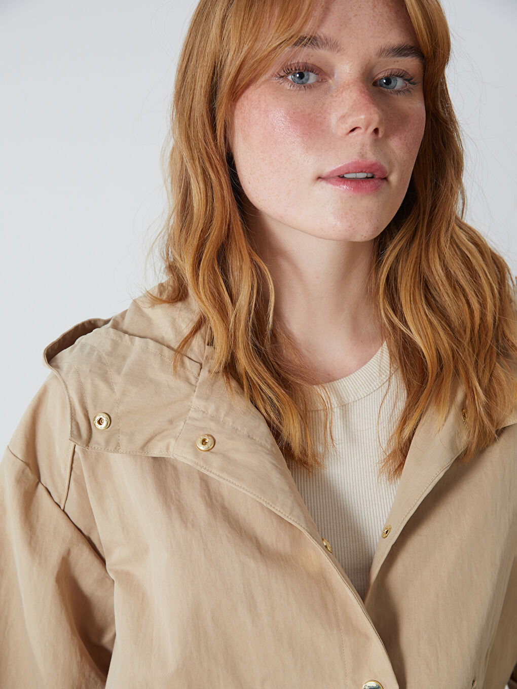 Hooded Plain Oversize Women's Trench Coat -S56091Z8-Q7H