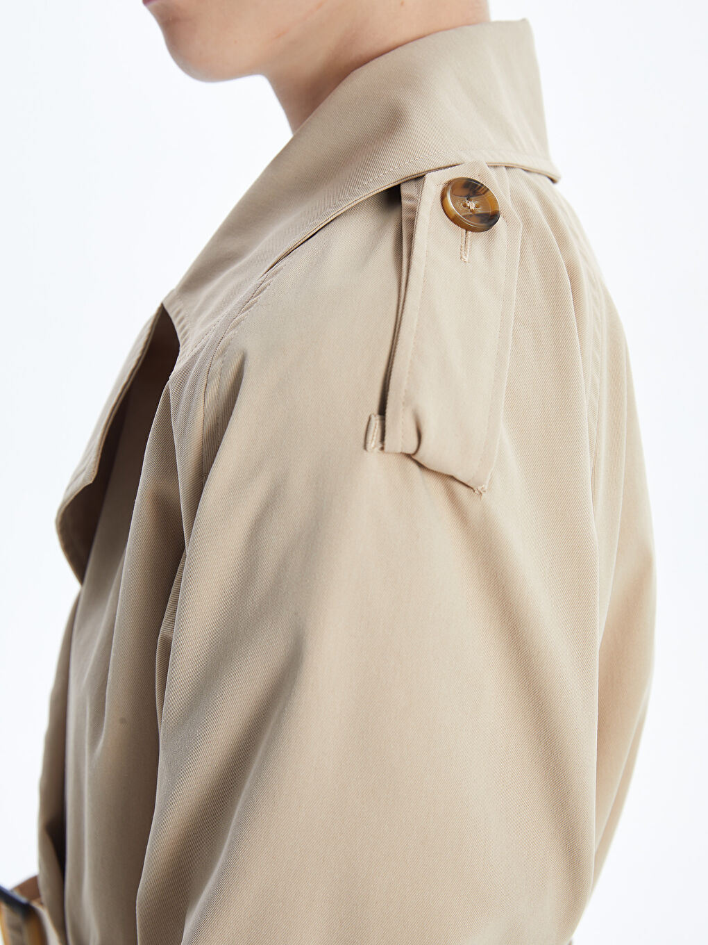 Collared Neck Crop Women's Trenchcoat -S56098Z8-Y0T