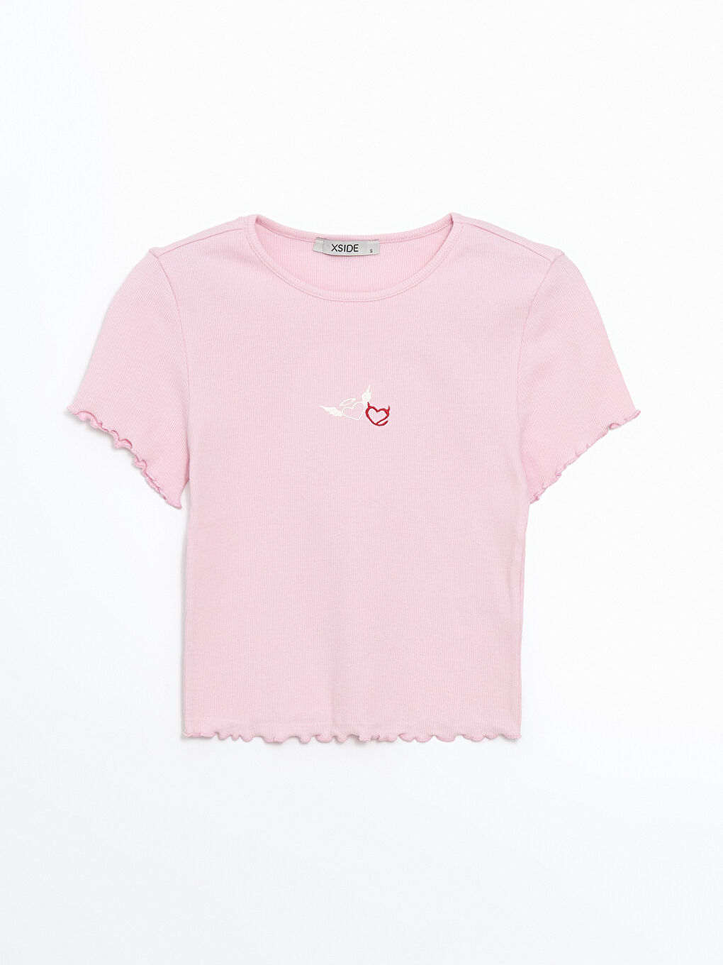 Crew Neck Embroidered Women's Crop Top -S56106Z8-SKB