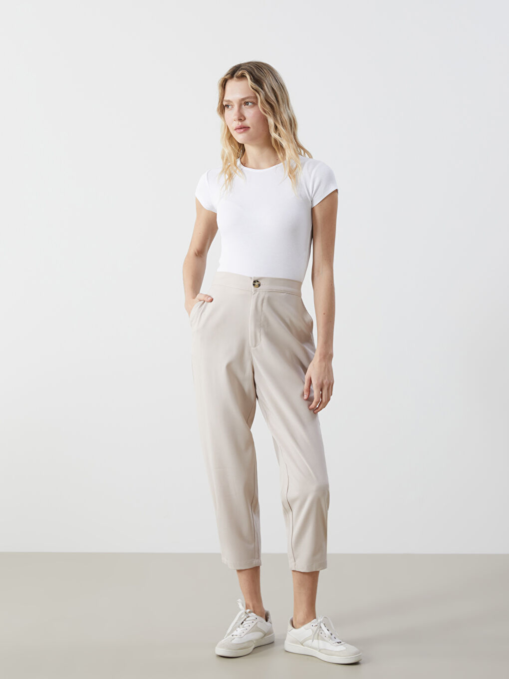 Pantalone za žene sa lastišem u struku -S56112Z8-VKK