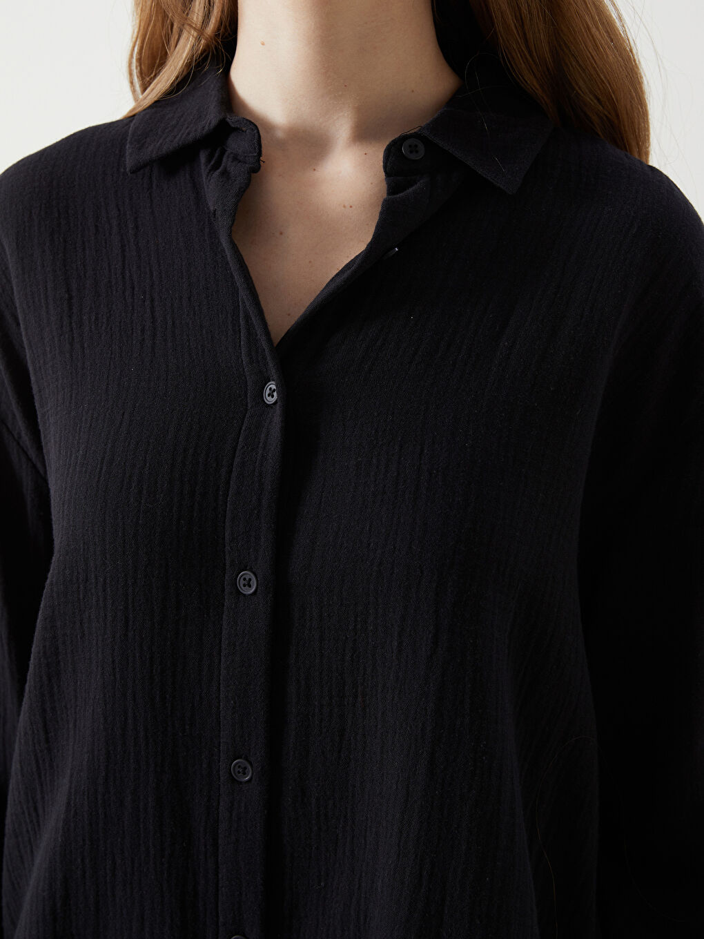 Oversize Textured Women's Shirt -S56116Z8-CVL