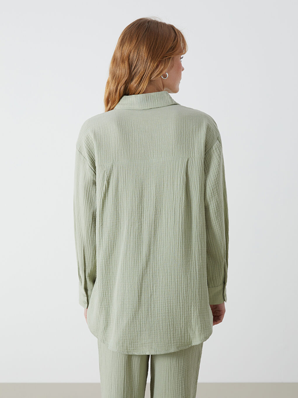 Oversize Textured Women's Shirt -S56116Z8-VKZ