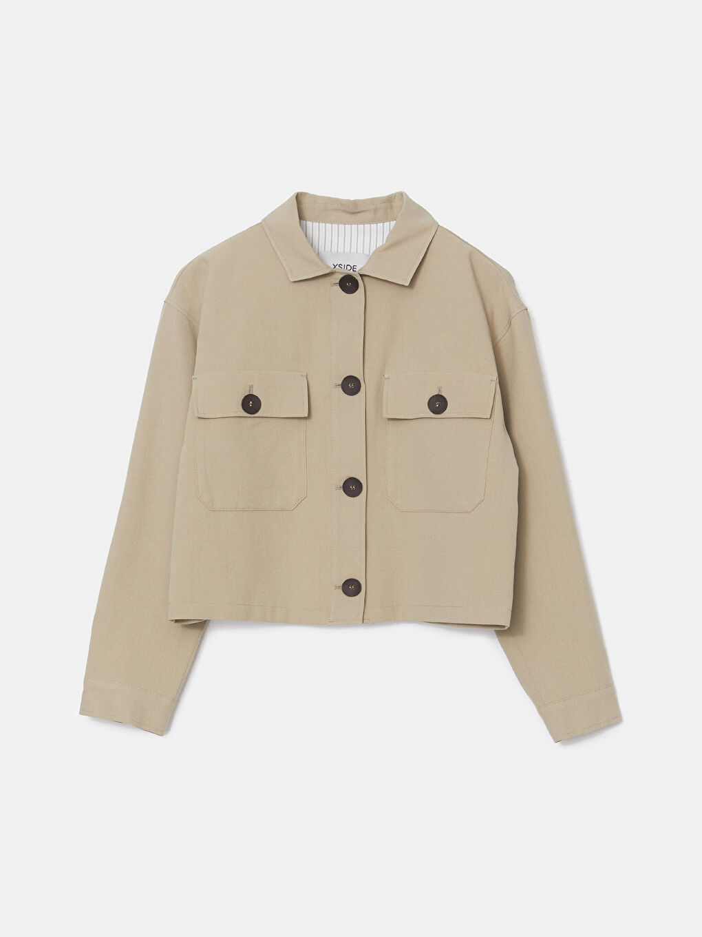 Collared Neck Linen Blend Women's Jacket -S56117Z8-YSB