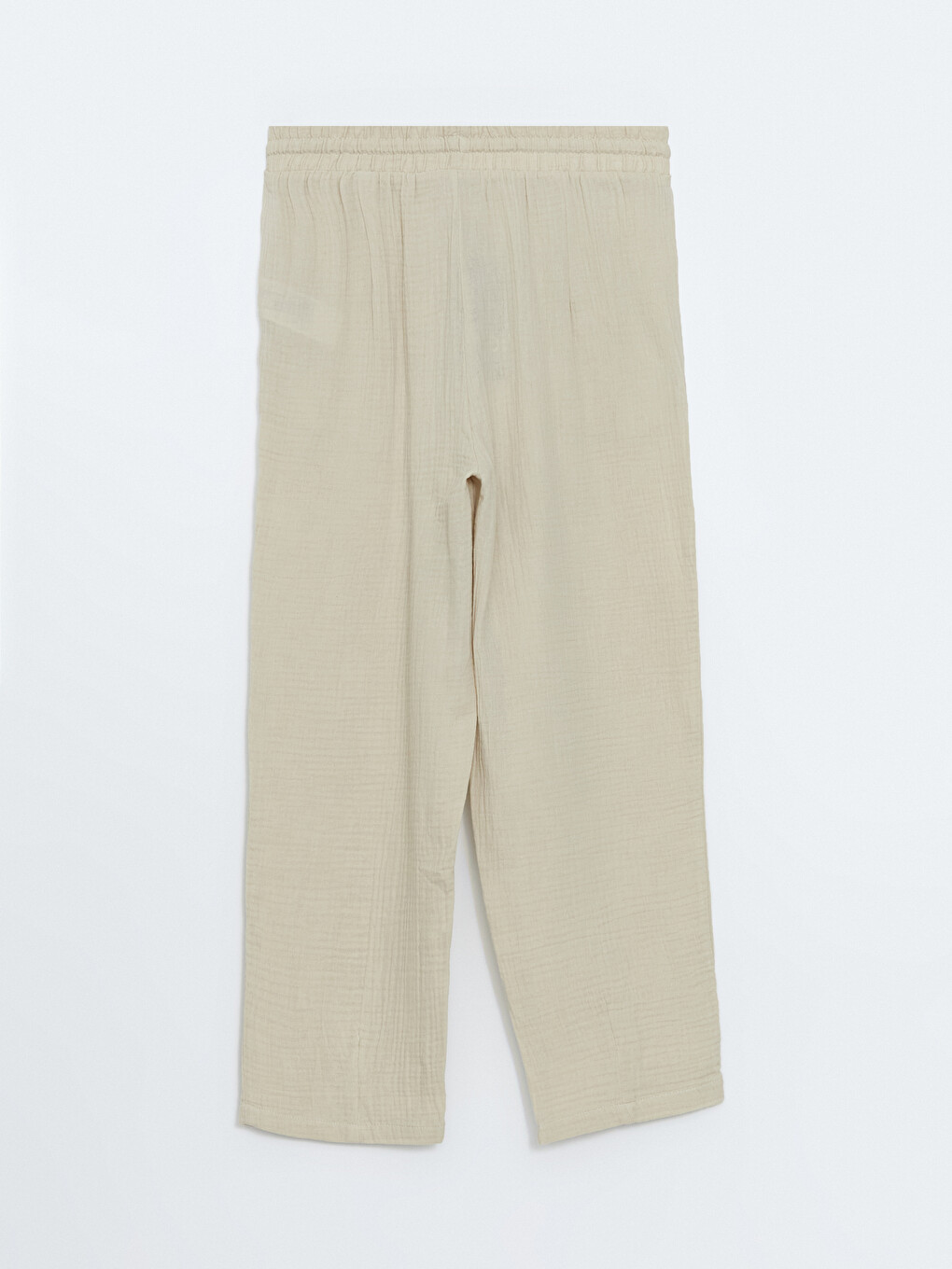 Elastic Waist Plain Muslin Women's Trousers-5
