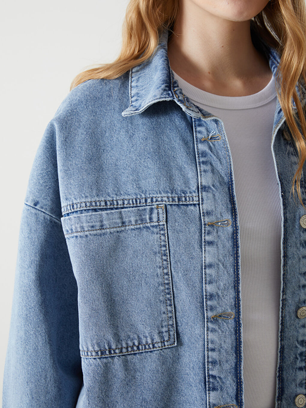 Mavi Kadın Jean Gömlek Ceket-2