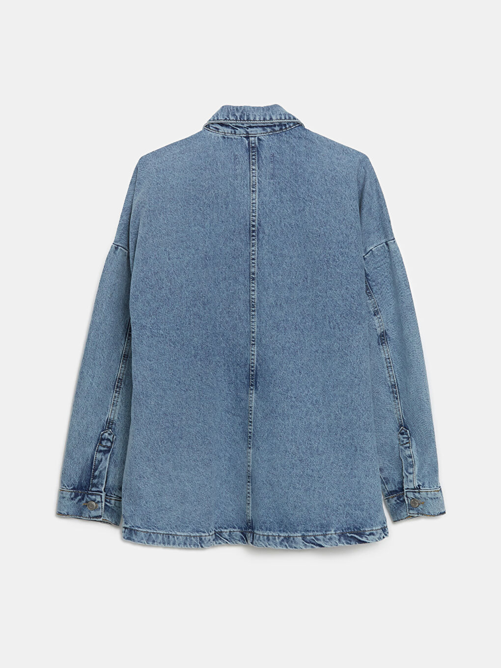 Mavi Kadın Jean Gömlek Ceket-5