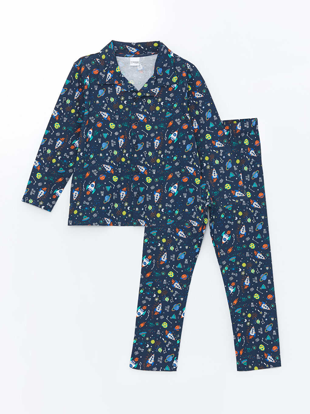 Polo Neck Printed Boys' Pyjama Set -S56150Z1-LSJ