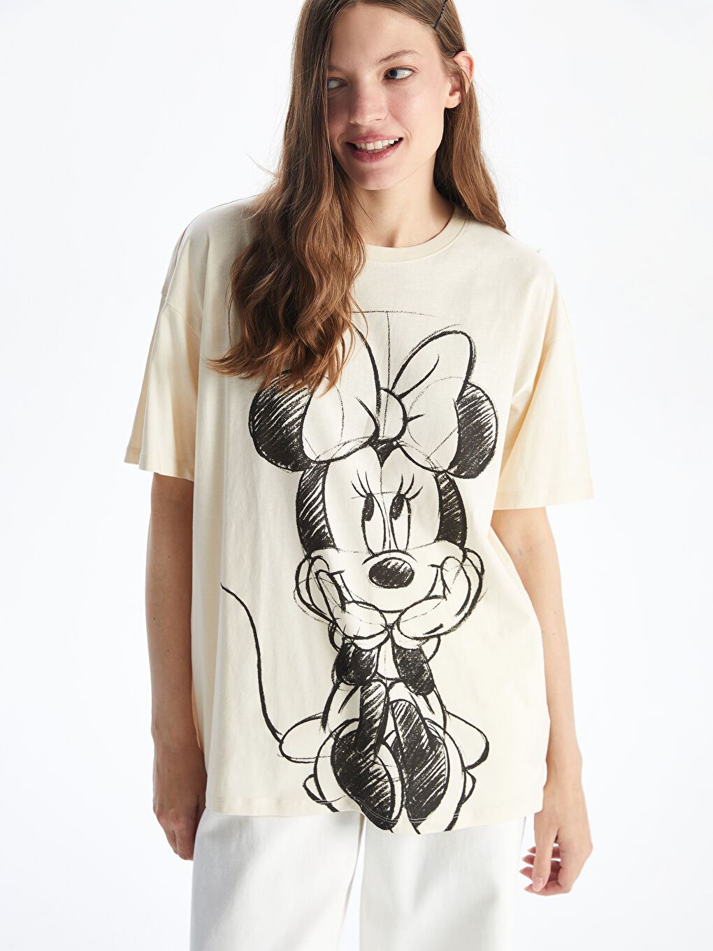 Crew Neck Minnie Mouse Printed Women's T-Shirt -S56151Z8-FF7