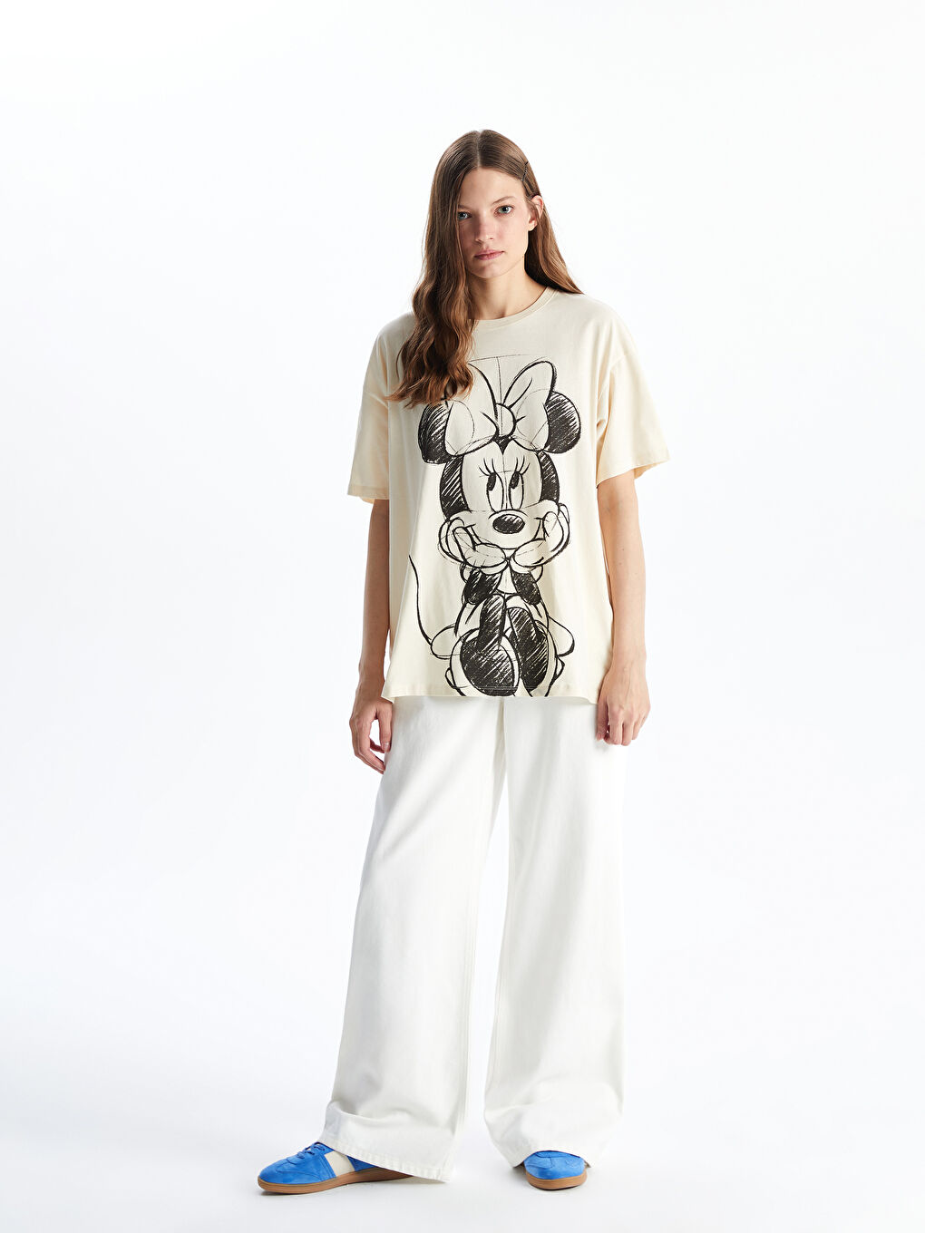 Crew Neck Minnie Mouse Printed Women's T-Shirt -S56151Z8-FF7