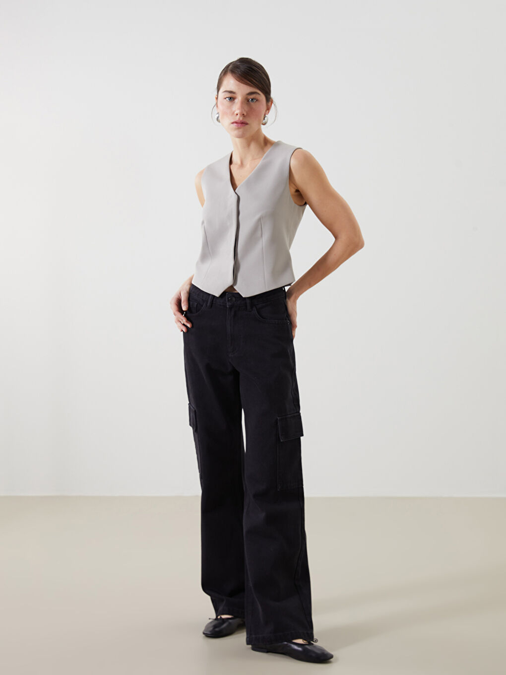 Wideleg Women's Cargo Jeans -S56158Z8-327