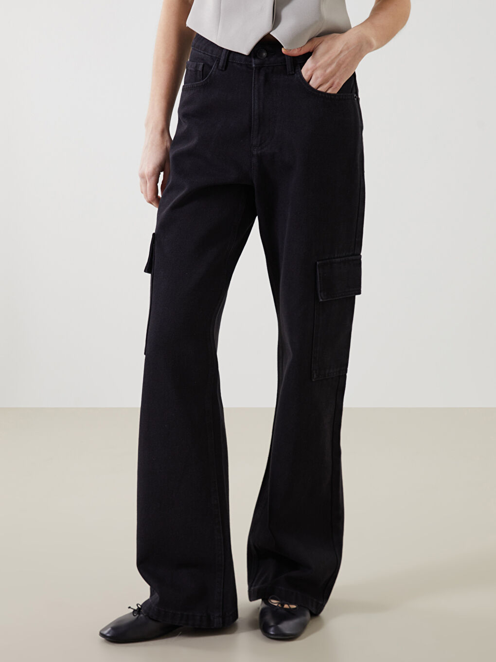 Wideleg Women's Cargo Jeans -S56158Z8-327