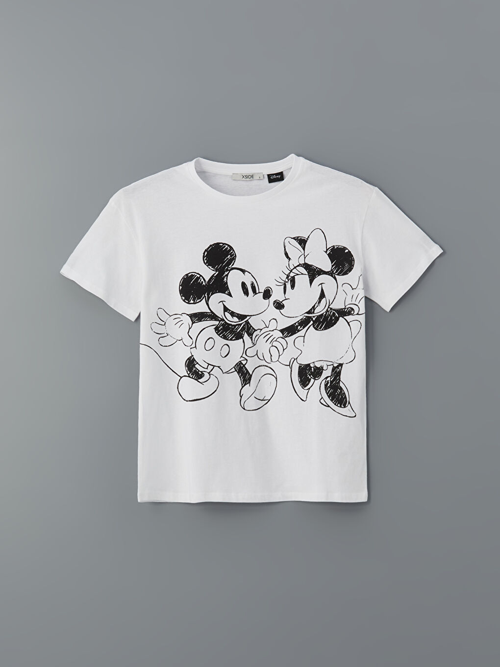 Crew Neck Mickey and Minnie Mouse Printed Women's T-Shirt -S56159Z8-Q6K