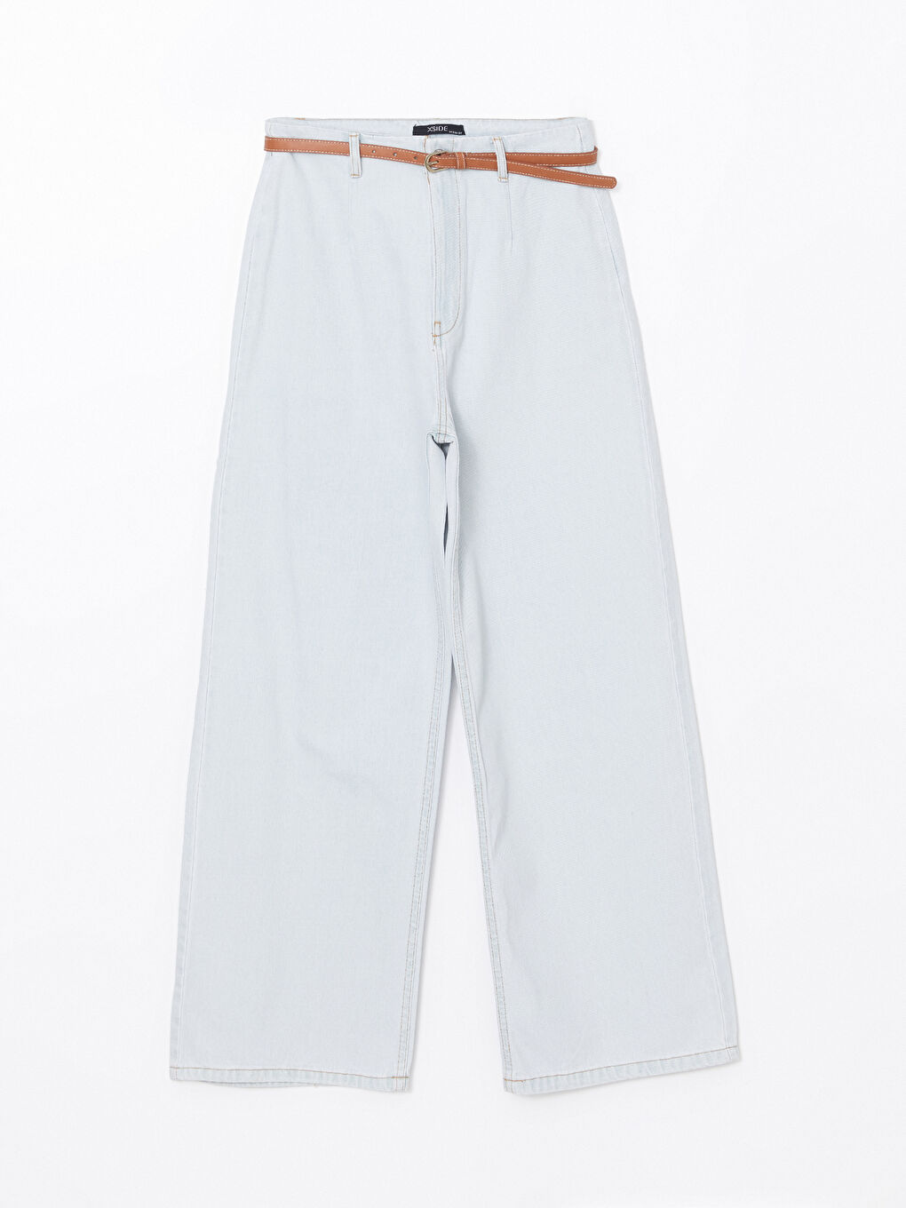 High Waisted Belted Wideleg Women's Jeans -S56170Z8-F1P