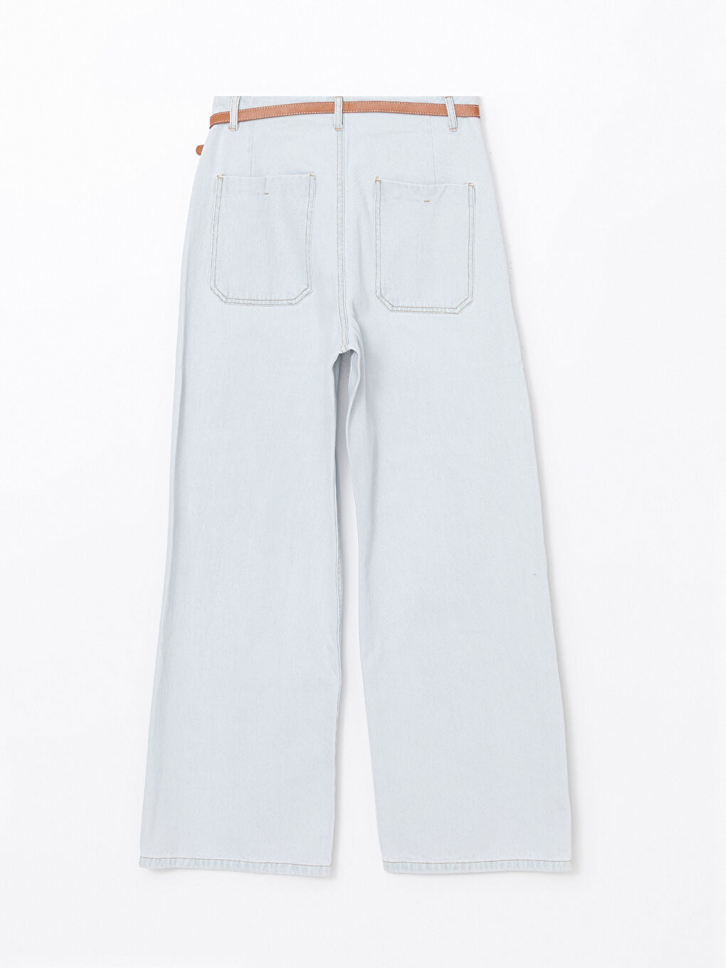 High Waisted Belted Wideleg Women's Jeans -S56170Z8-F1P