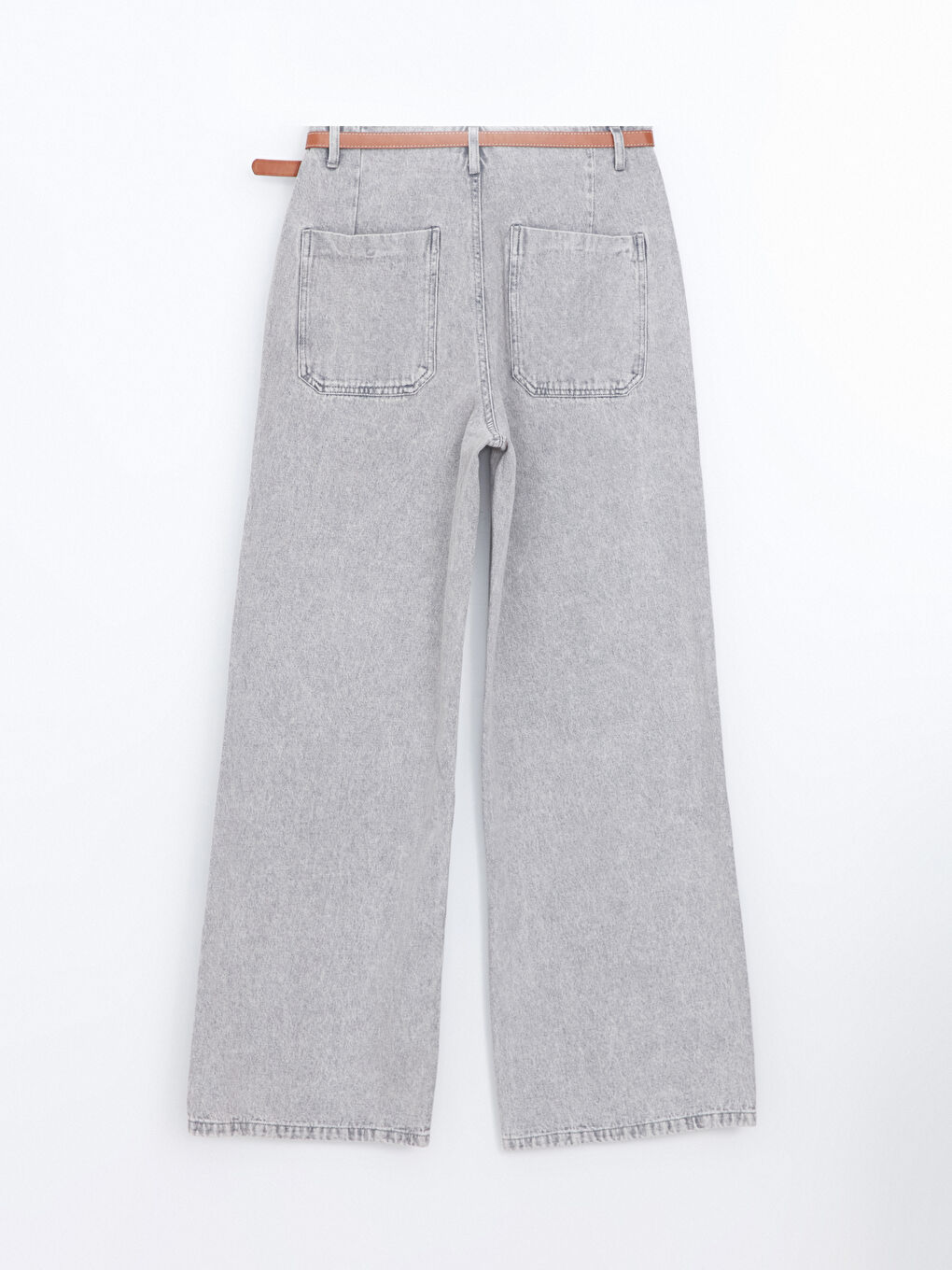 High Waisted Belted Wideleg Women's Jeans -S56170Z8-KAV