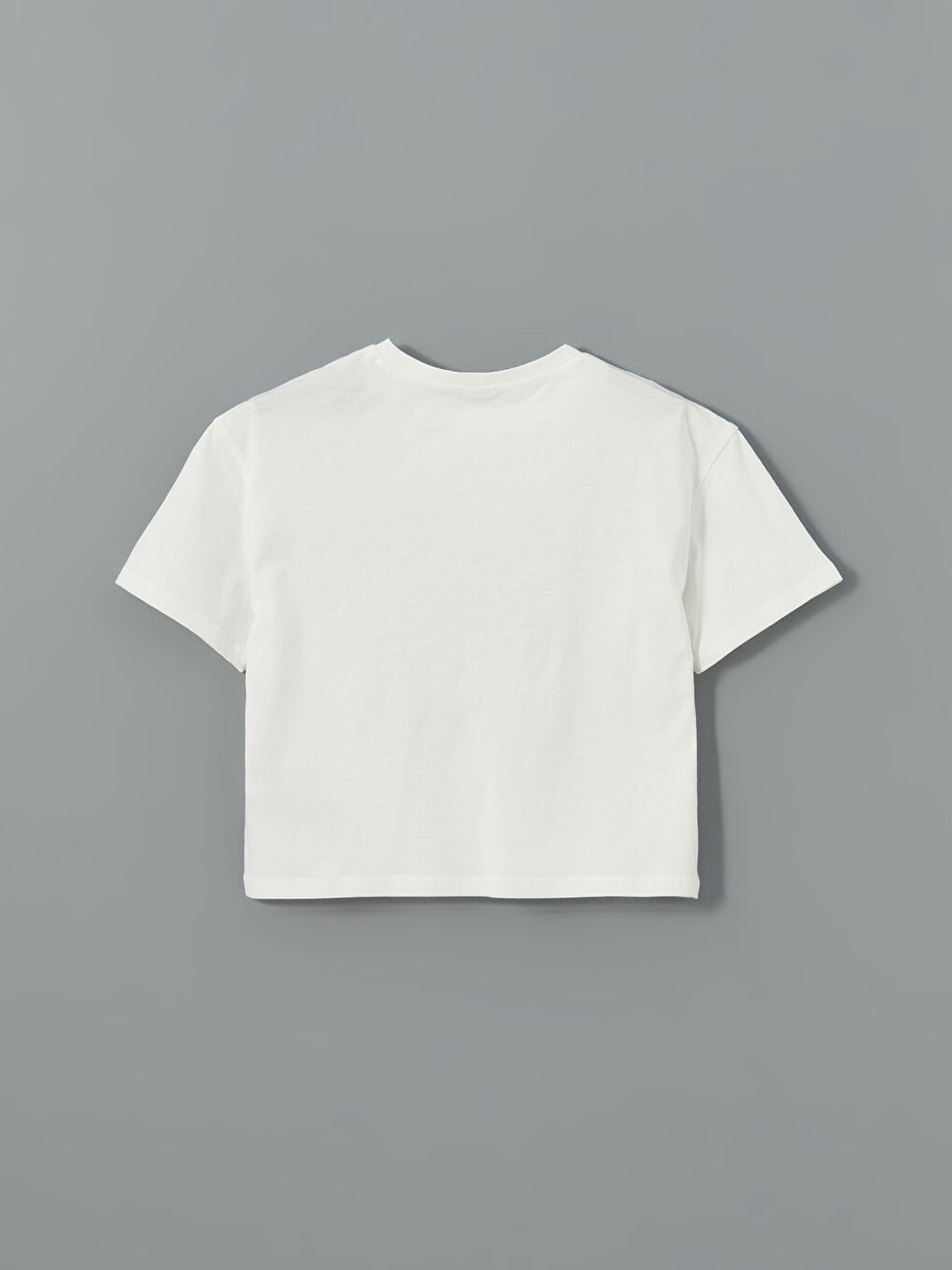 Ekru Bisiklet Yaka Çiçekli Kız Çocuk Tişört-1