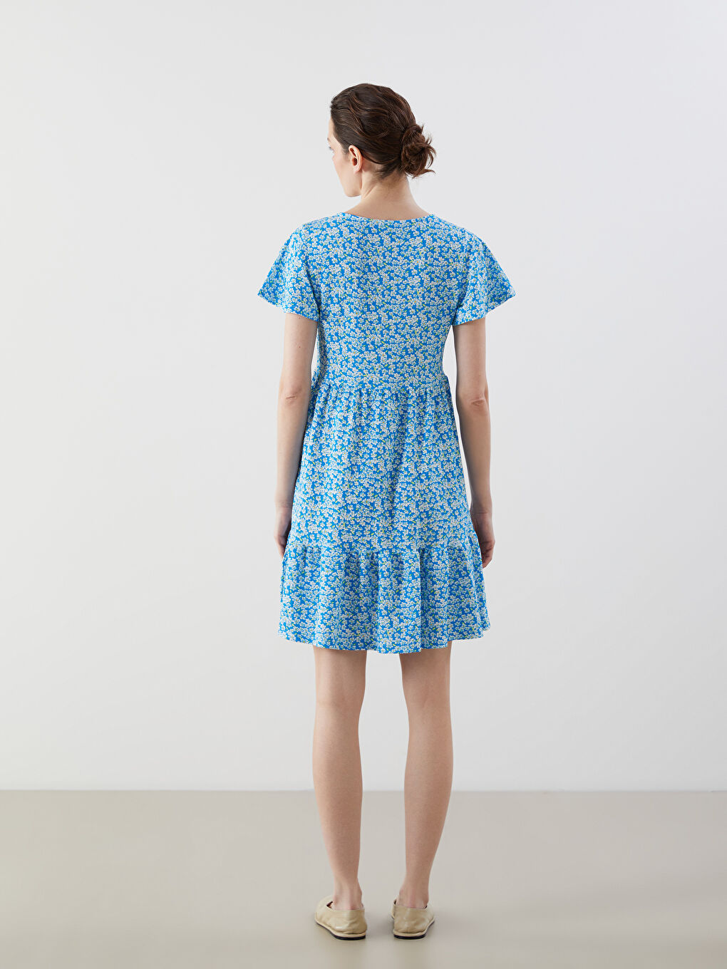 Crew Neck Floral Women's Mini Dress -S56183Z8-LQQ
