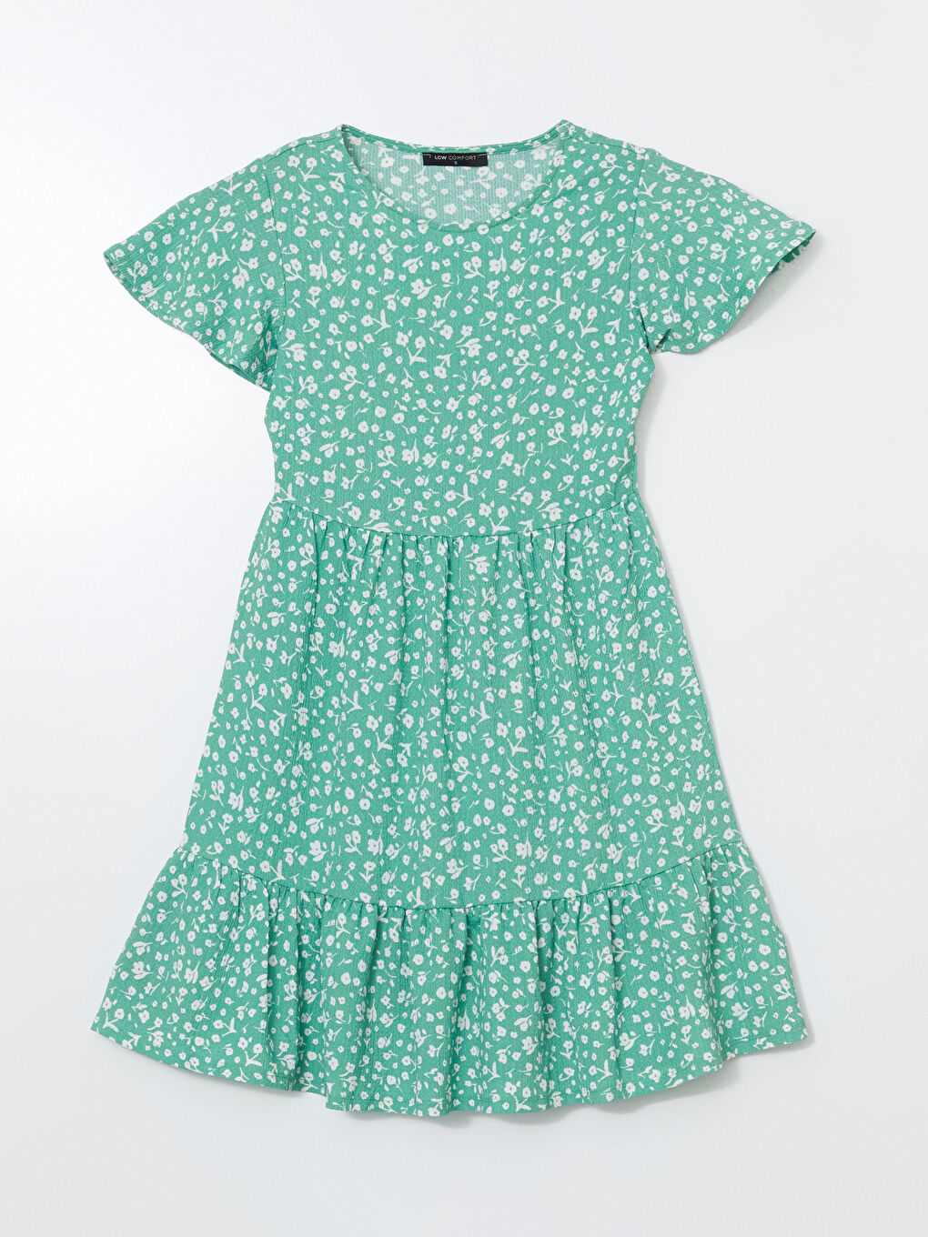 LCW Comfort Crew Neck Floral Women's Mini Dress -S56183Z8-LRR
