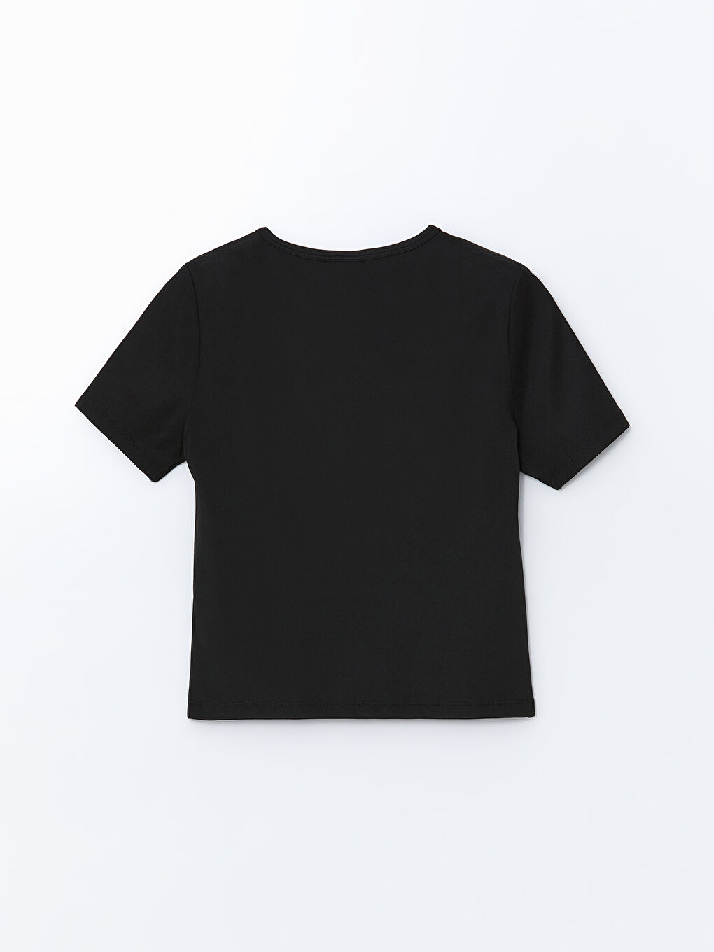 Siyah Bisiklet Yaka Kız Çocuk Tişört-1