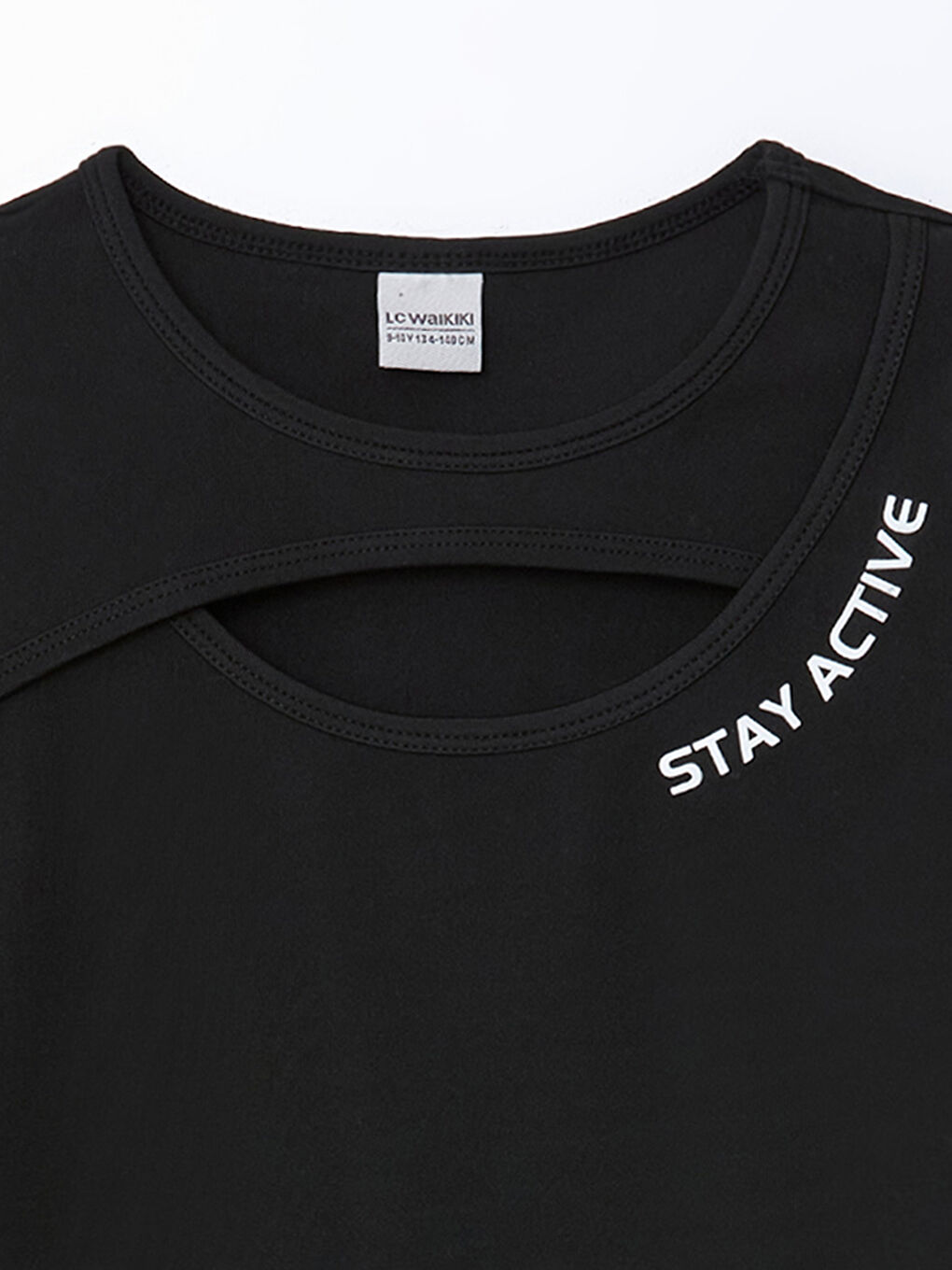 Siyah Bisiklet Yaka Kız Çocuk Tişört-2