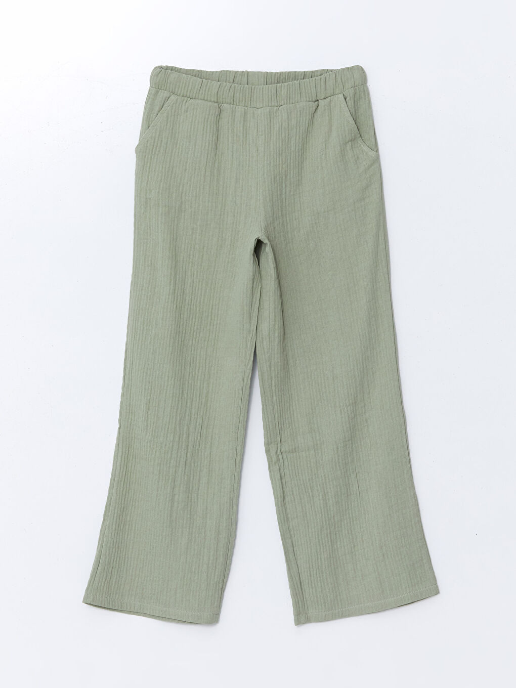 Haki Beli Lastikli Kız Çocuk Pantolon