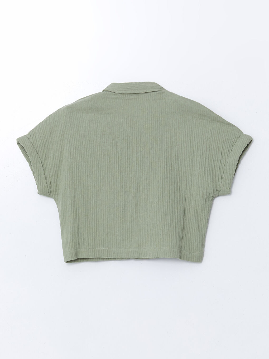 Haki Basic Kısa Kollu Kız Çocuk Gömlek-1