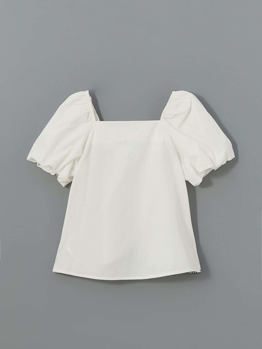 Ekru Kare Yaka Kız Çocuk Bluz-1