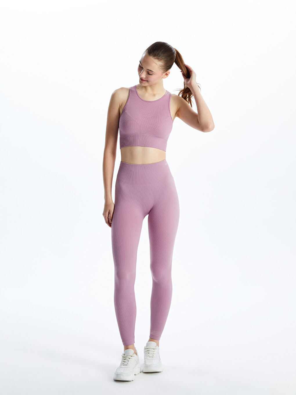 Elasticated Waist Women's Sports Leggings -S56308Z8-PMT