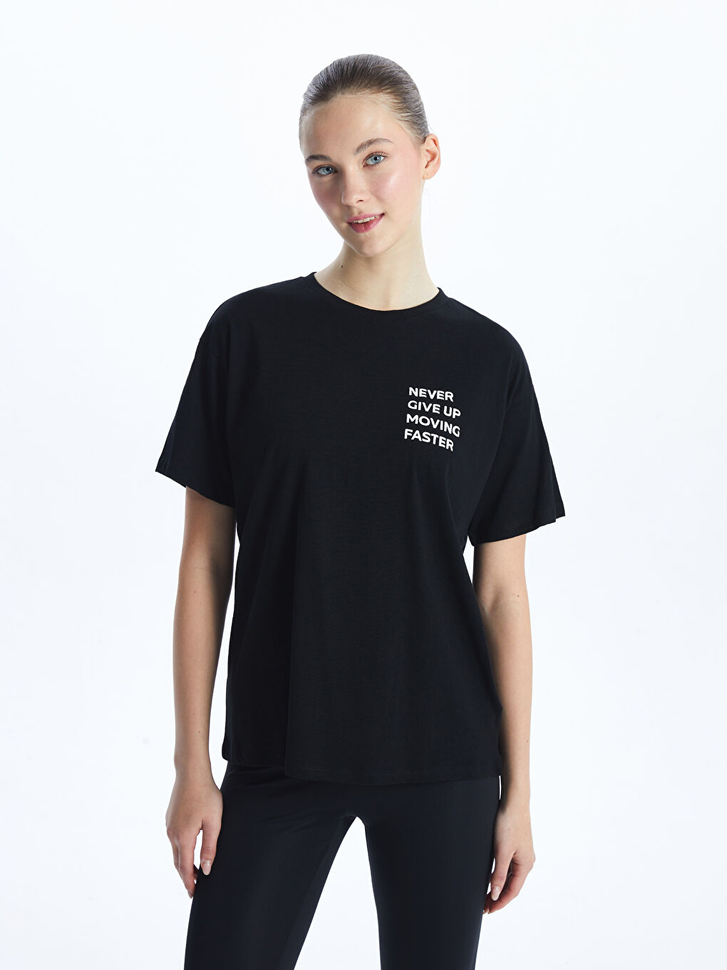 Crew Neck Printed Women's Sports T-Shirt -S56314Z8-CVL