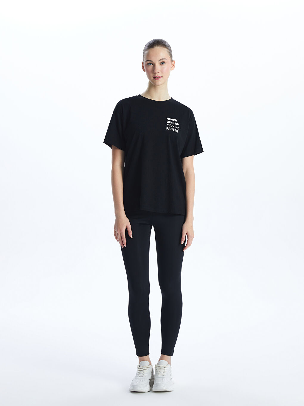 Crew Neck Printed Women's Sports T-Shirt -S56314Z8-CVL