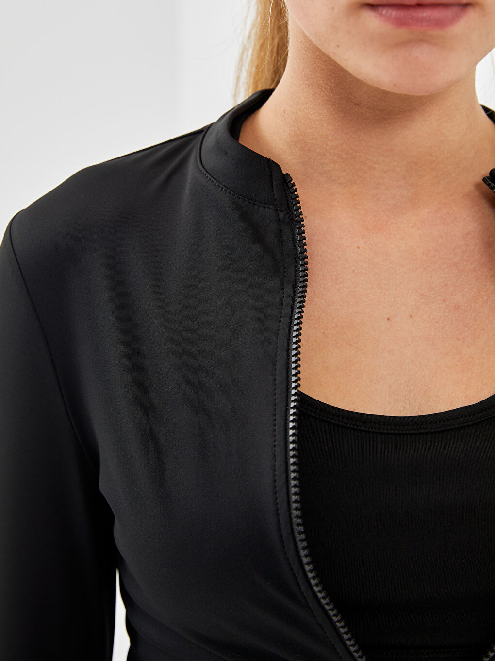 Funnel Neck Crop Women's Zip-Up Sweatshirt -S56334Z8-CVL