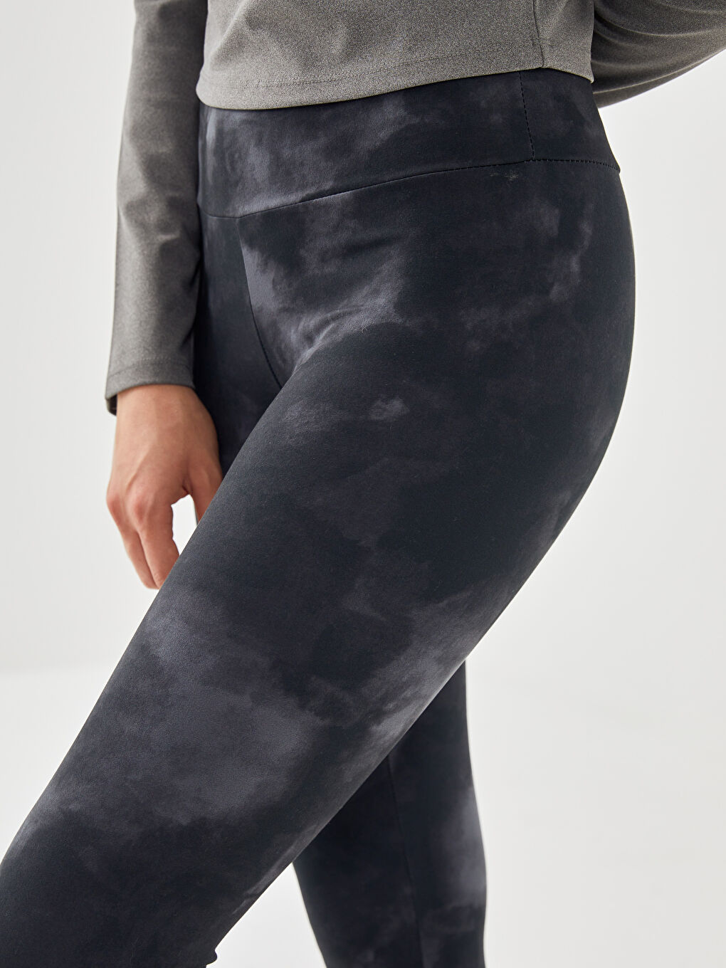 Colanți Sport pentru Femei cu Talie Elastică și Model Tie-Dye-2