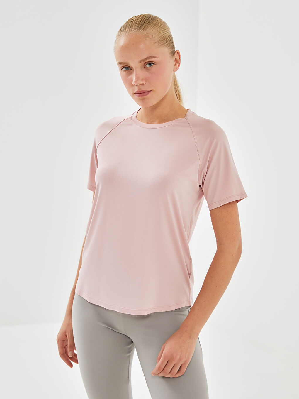 Crew Neck Reflective Printed Women's Sports T-Shirt -S56338Z8-JW7