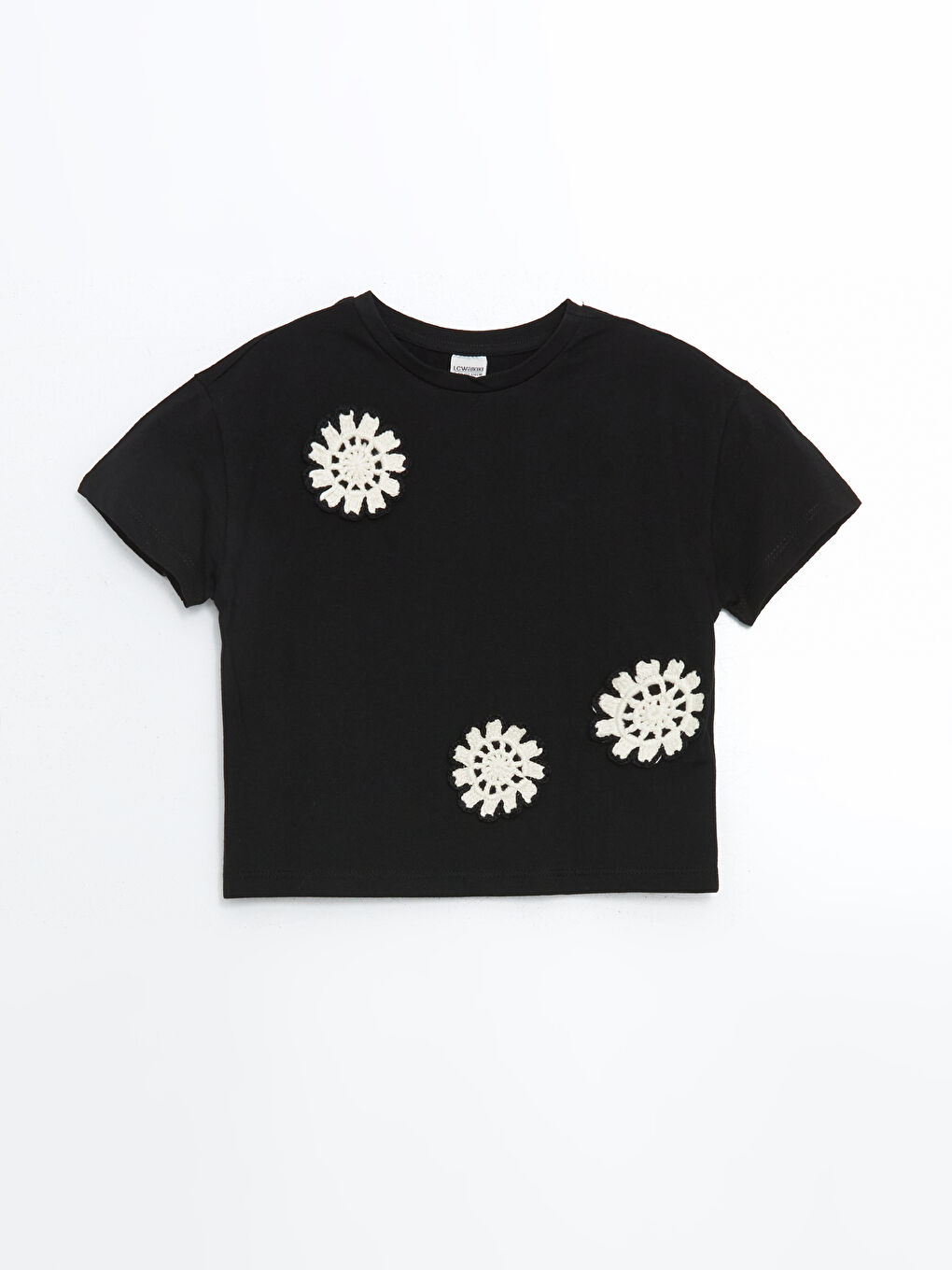 Crew Neck Floral Girls' Crop T-Shirt -S56459Z4-CVL
