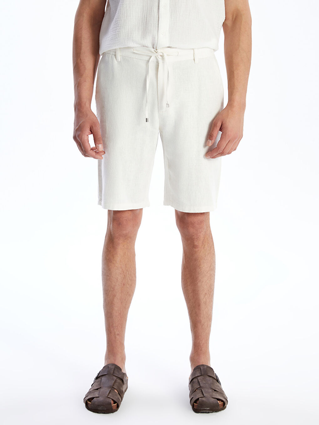 Standard Fit Linen Blend Men's Shorts -S56474Z8-R9J