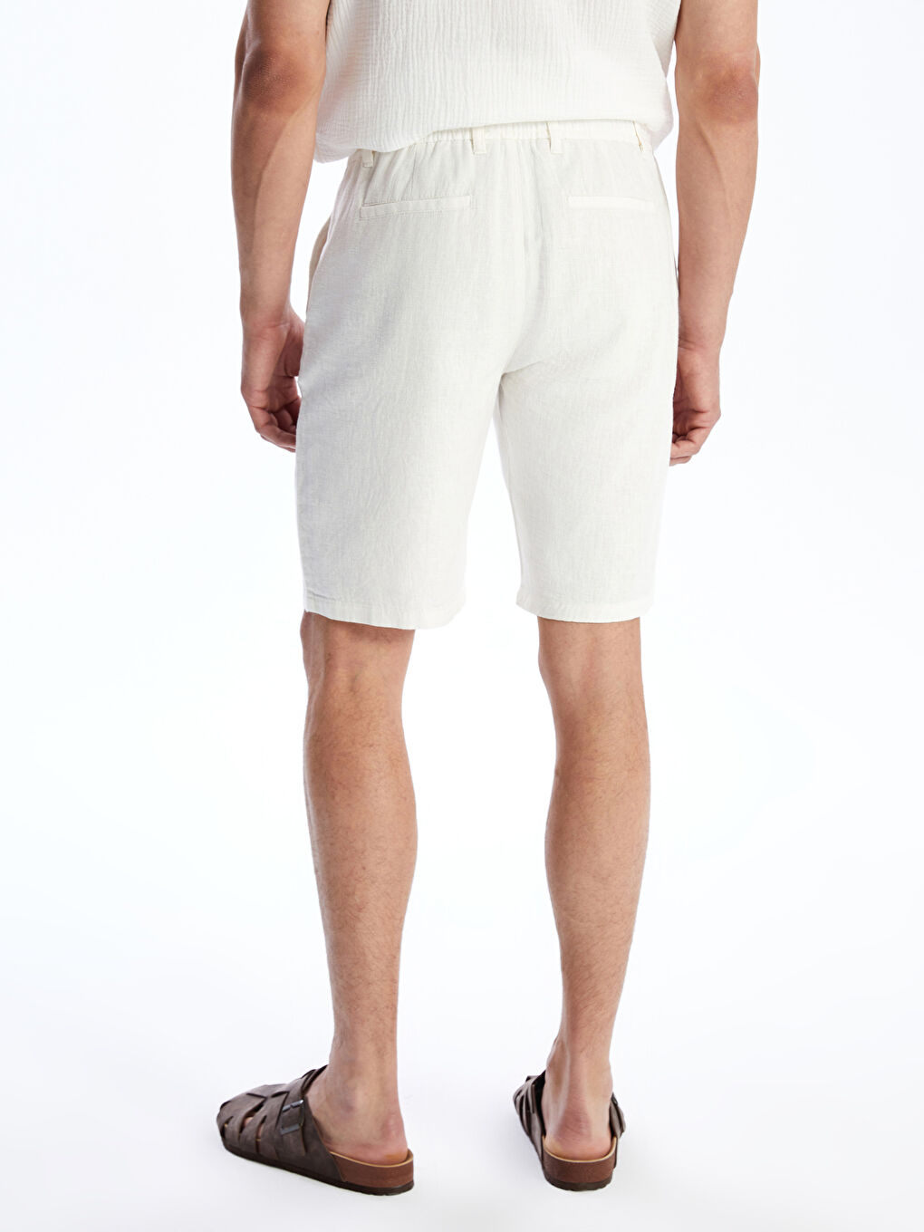 Standard Fit Linen Blend Men's Shorts -S56474Z8-R9J