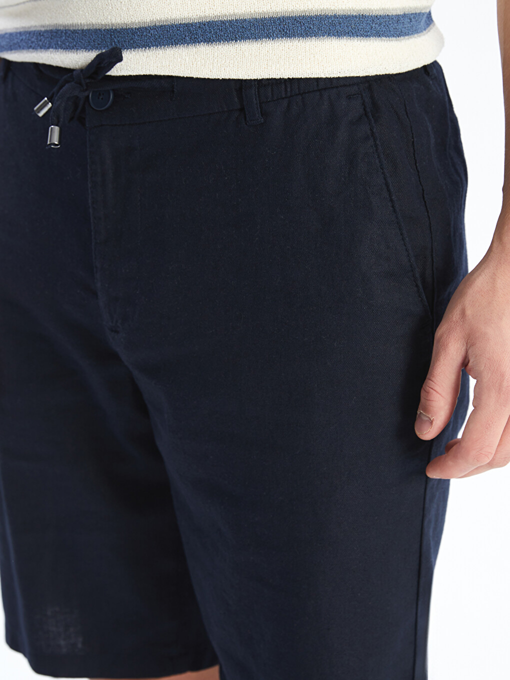 Standard Fit Linen Blend Men's Shorts-2