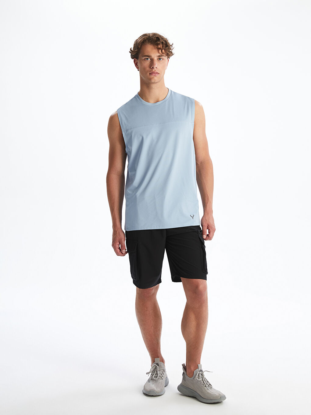 Mavi Bisiklet Yaka Erkek Kolsuz Tişört-1