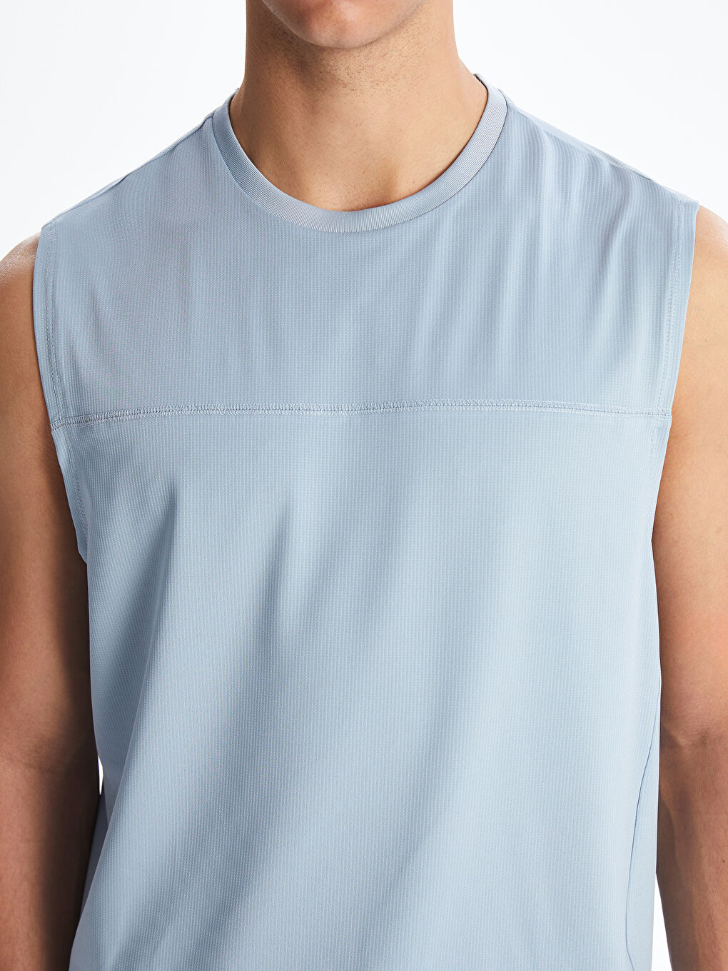 Mavi Bisiklet Yaka Erkek Kolsuz Tişört-2