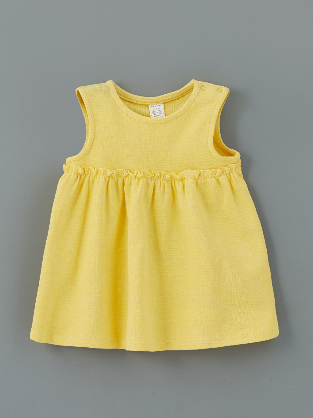 Sarı Kolsuz Basic Kız Bebek Elbise