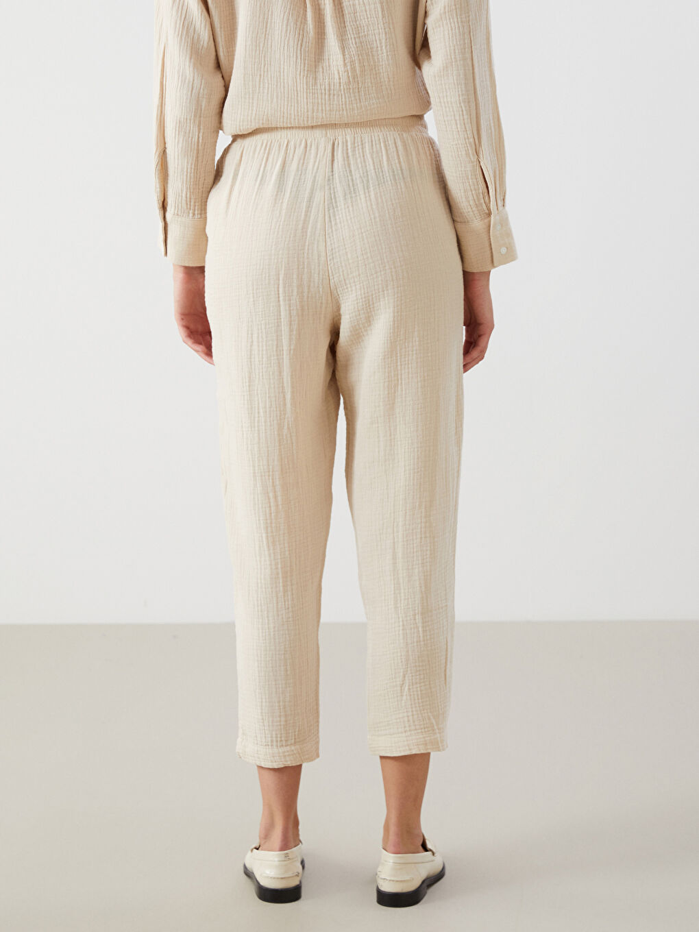 Teksturisane pantalone za žene sa elastičnim strukom -S56541Z8-VBR