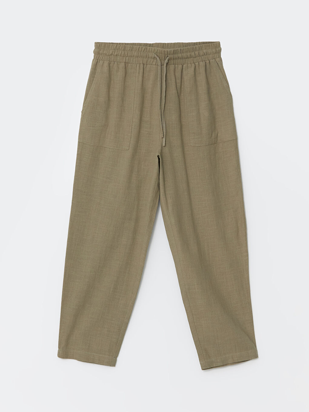 Elasticated Waist Plain Linen-Look Women's Trousers -S56544Z8-JK3